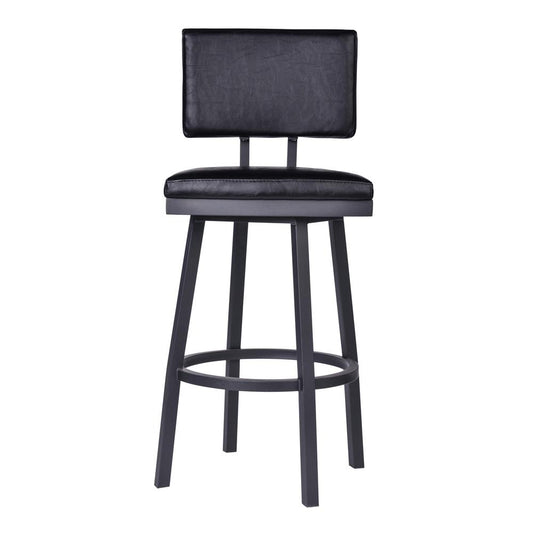 Armen Living - Balboa 26in Counter Height Swivel Vintage Black Faux Leather and Metal Bar Stool - LCBBBABLVB26 veiw 2