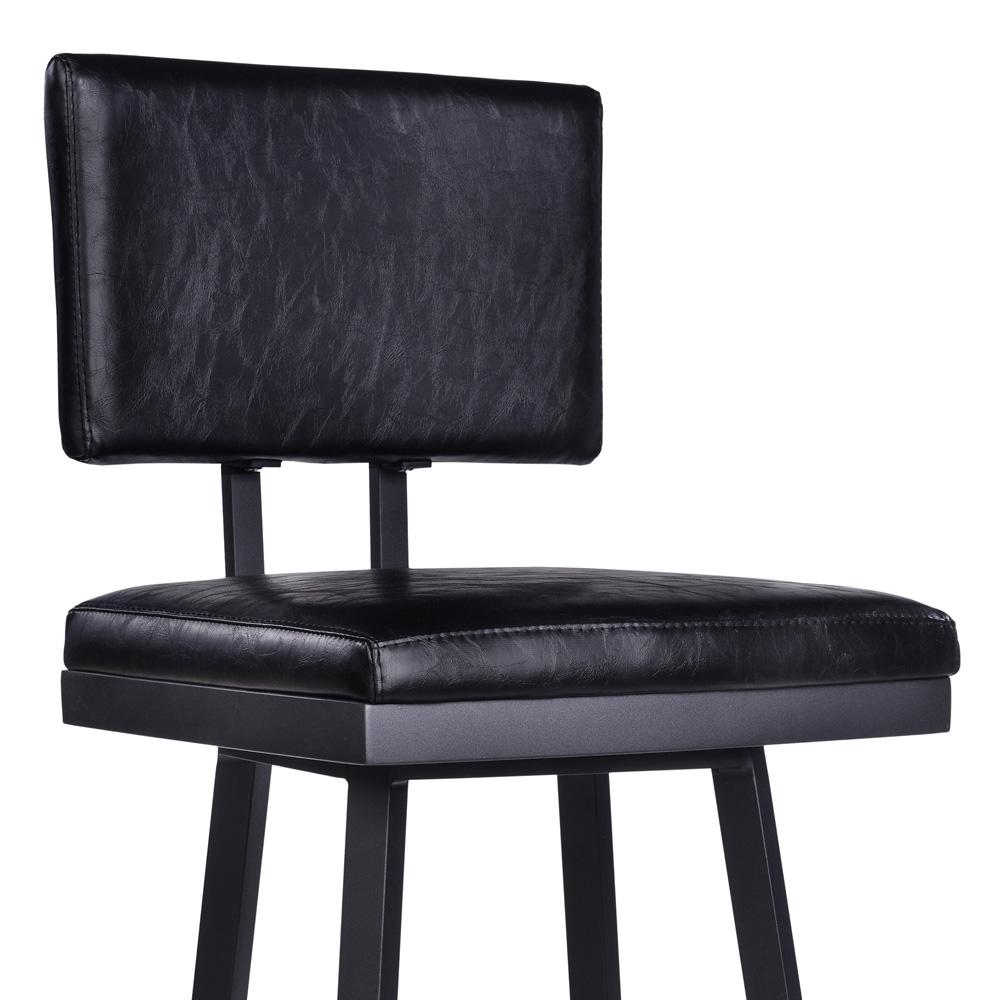 Armen Living - Balboa 26in Counter Height Swivel Vintage Black Faux Leather and Metal Bar Stool - LCBBBABLVB26 veiw 4