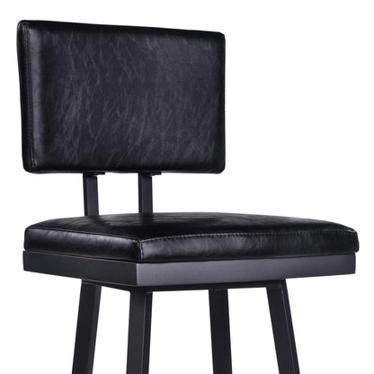 Armen Living - Balboa 26in Counter Height Swivel Vintage Black Faux Leather and Metal Bar Stool - LCBBBABLVB26 veiw 4