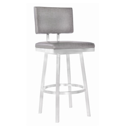 Armen Living - Balboa 26in Counter Height Swivel Vintage Grey and Brushed Stainless Steel Bar Stool  - LCBBBABSVG26 veiw 1