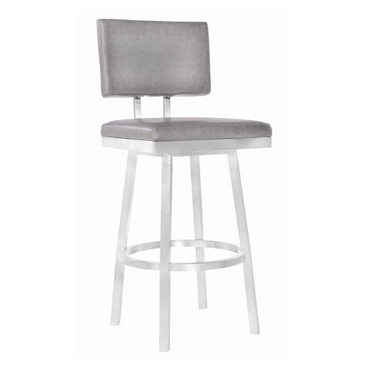 Armen Living - Balboa 26in Counter Height Swivel Vintage Grey and Brushed Stainless Steel Bar Stool  - LCBBBABSVG26 veiw 1