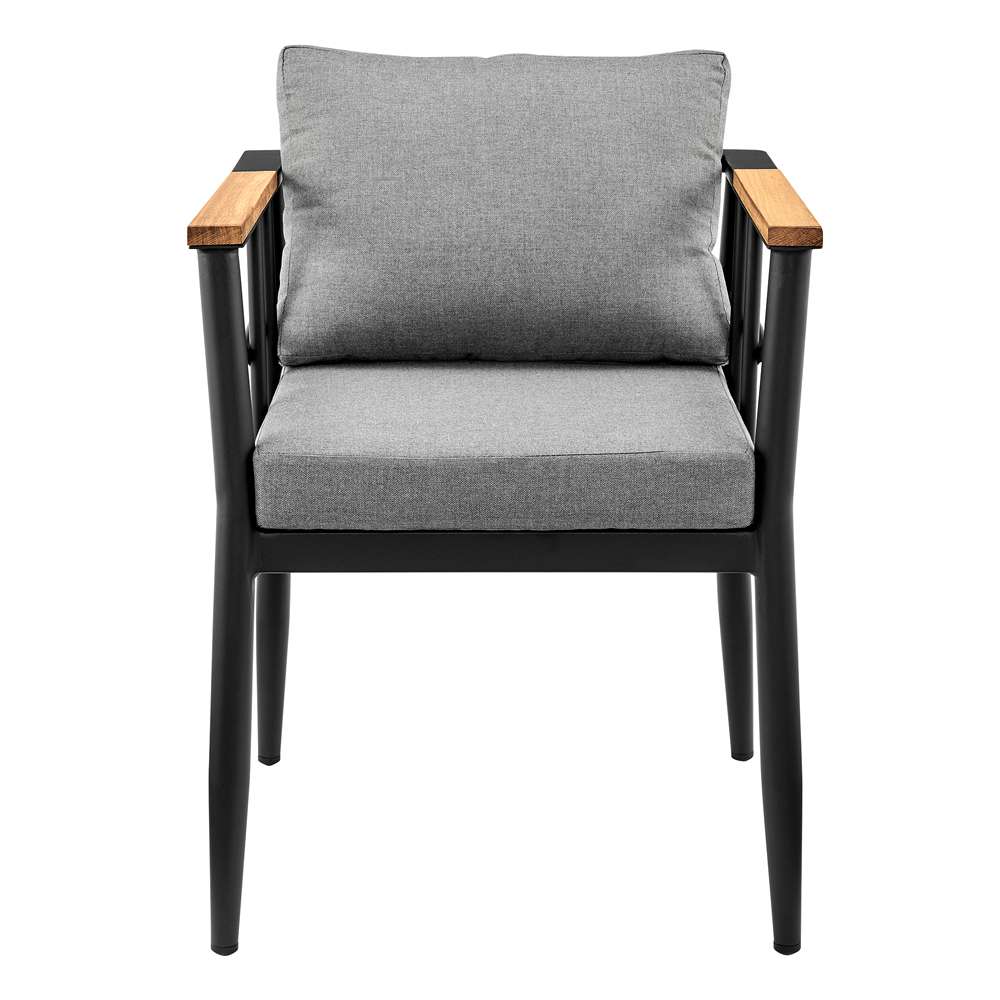 Armen Living - Beowulf Outdoor Patio Dining Chair in Aluminum and Teak with Grey Cushions – (Set of 2) - 840254332881 - CLOSEOUT veiw 4