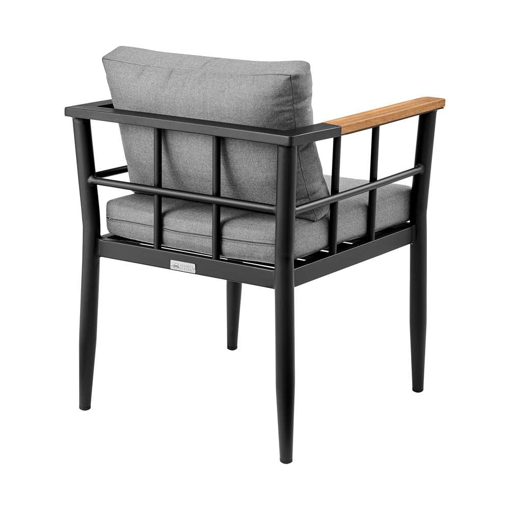 Armen Living - Beowulf Outdoor Patio Dining Chair in Aluminum and Teak with Grey Cushions – (Set of 2) - 840254332881 - CLOSEOUT veiw 6