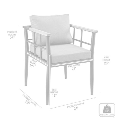 Armen Living - Beowulf Outdoor Patio Dining Chair in Aluminum and Teak with Grey Cushions – (Set of 2) - 840254332881 - CLOSEOUT veiw 8