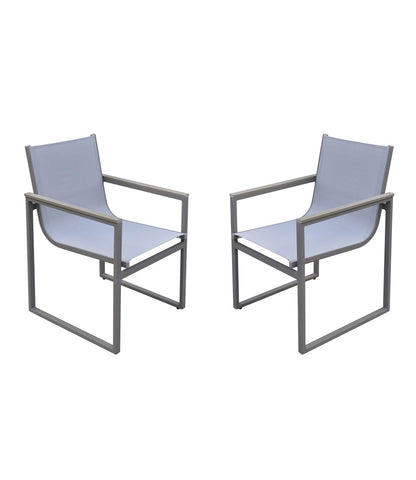 Armen Living - Bistro Outdoor Patio Dining Chair in Grey Powder Coated Finish with Grey Sling Textilene and Grey Wood Accent Arms (Set of 2) - LCBICHGR_CLOSEOUT veiw 1