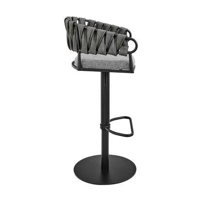 Armen Living - Blaise Adjustable Swivel Counter or Bar Stool in Black Metal with Gray Fabric and Faux Leather - LCBLBABLK veiw 3