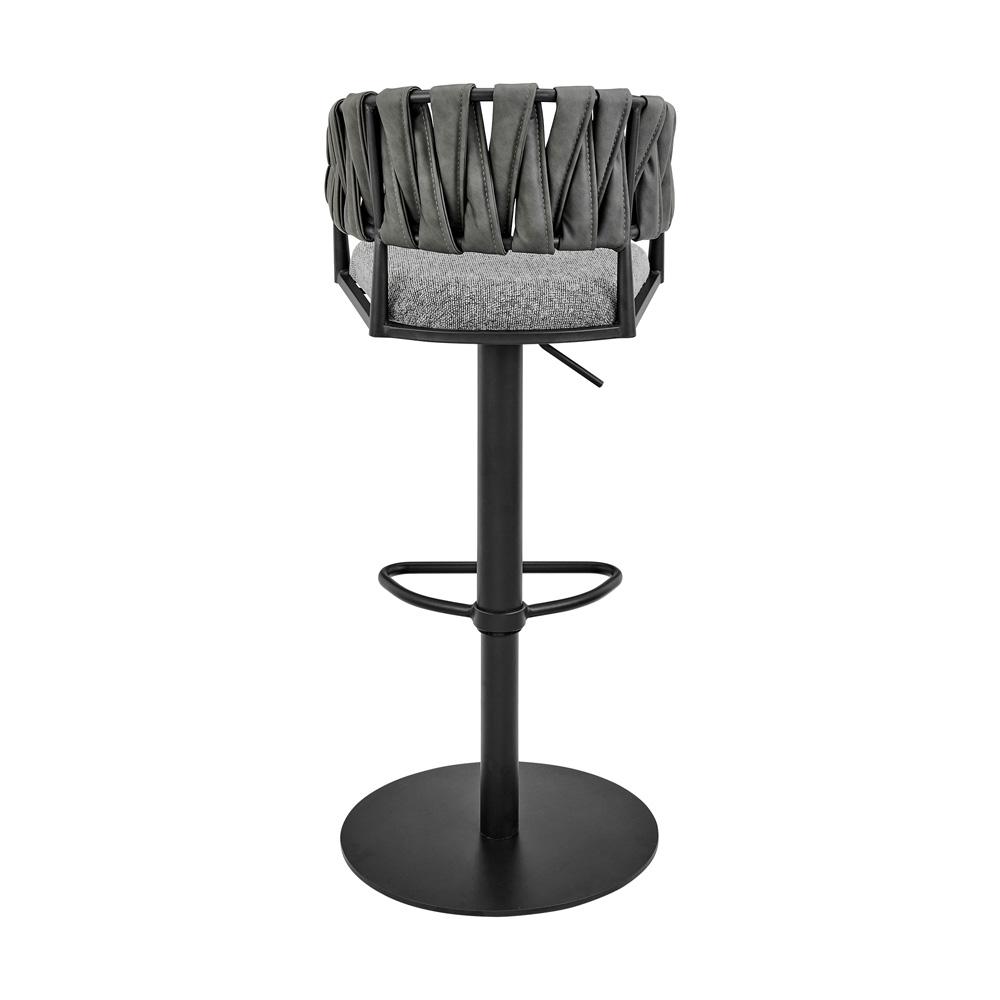 Armen Living - Blaise Adjustable Swivel Counter or Bar Stool in Black Metal with Gray Fabric and Faux Leather - LCBLBABLK veiw 5
