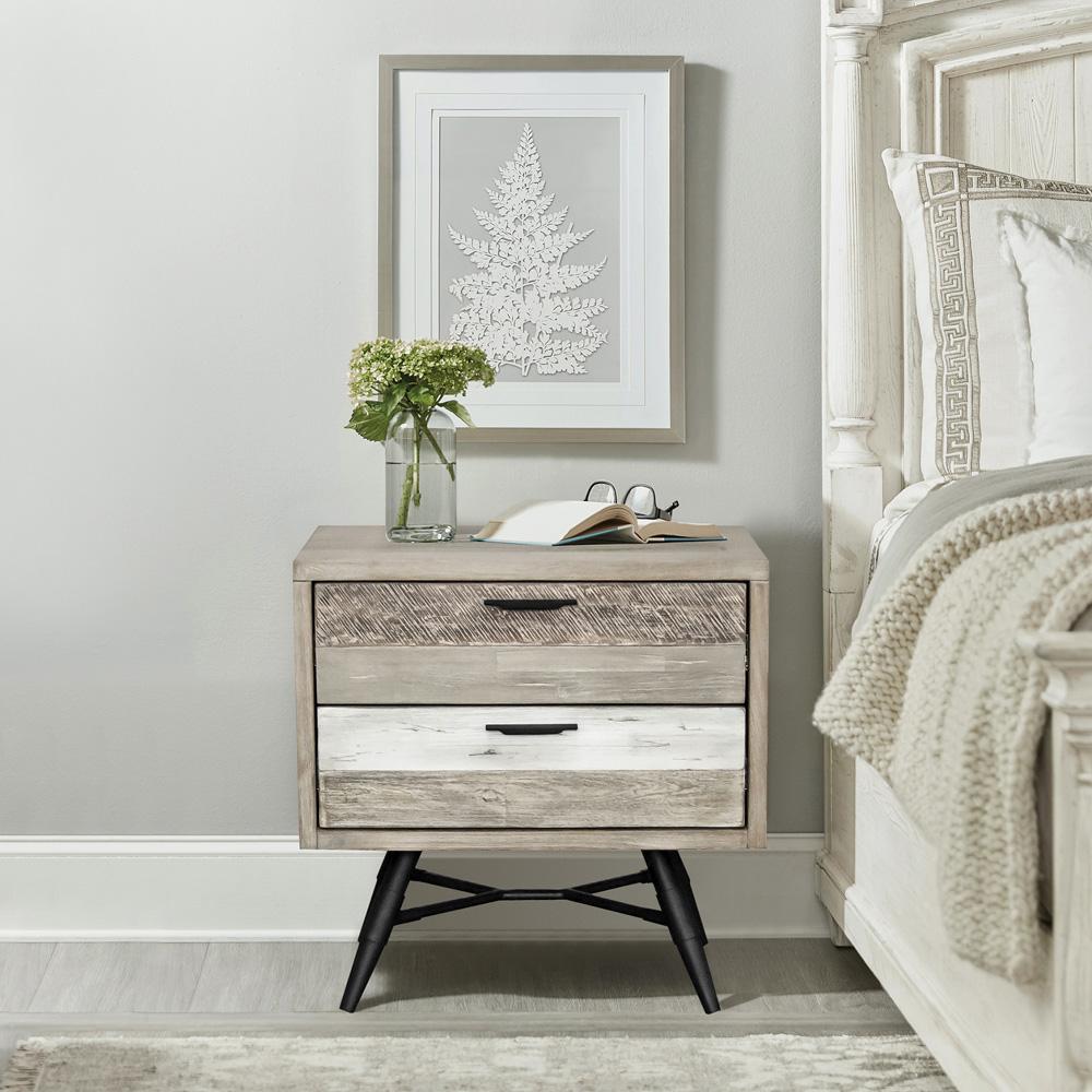 Armen Living - Bridges 2 Drawer Nightstand  in Two Tone Acacia Wood - LCBRLAGR veiw 5