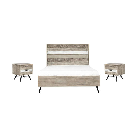 Armen Living - Bridges 3 Piece Queen Bedroom Set in Two-Tone Acacia Wood - SETBRBDQN3A veiw 1