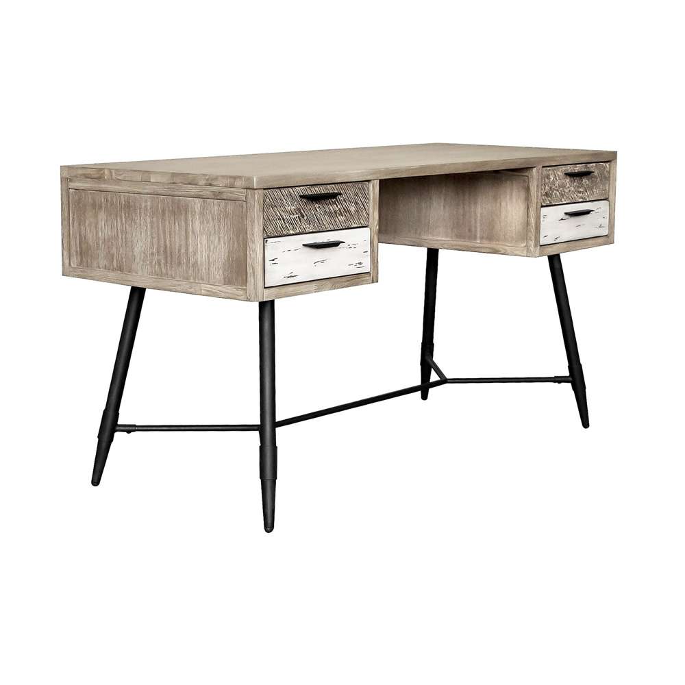 Armen Living - Bridges 4 Drawer Desk in Two Tone Acacia Wood - LCBRDEGR view 2