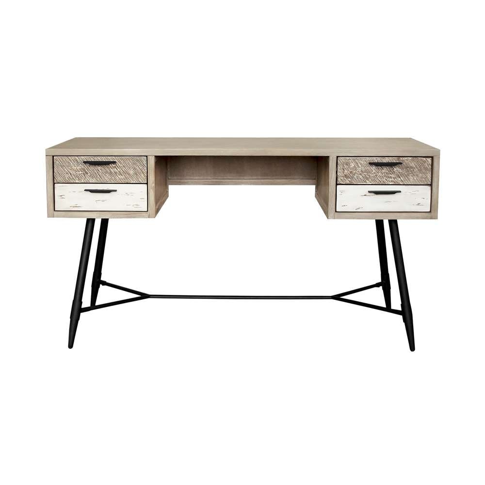 Armen Living - Bridges 4 Drawer Desk in Two Tone Acacia Wood - LCBRDEGR veiw 1