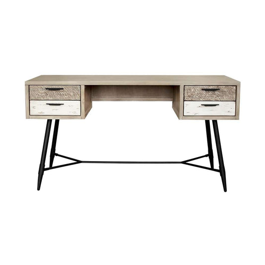 Armen Living - Bridges 4 Drawer Desk in Two Tone Acacia Wood - LCBRDEGR veiw 1