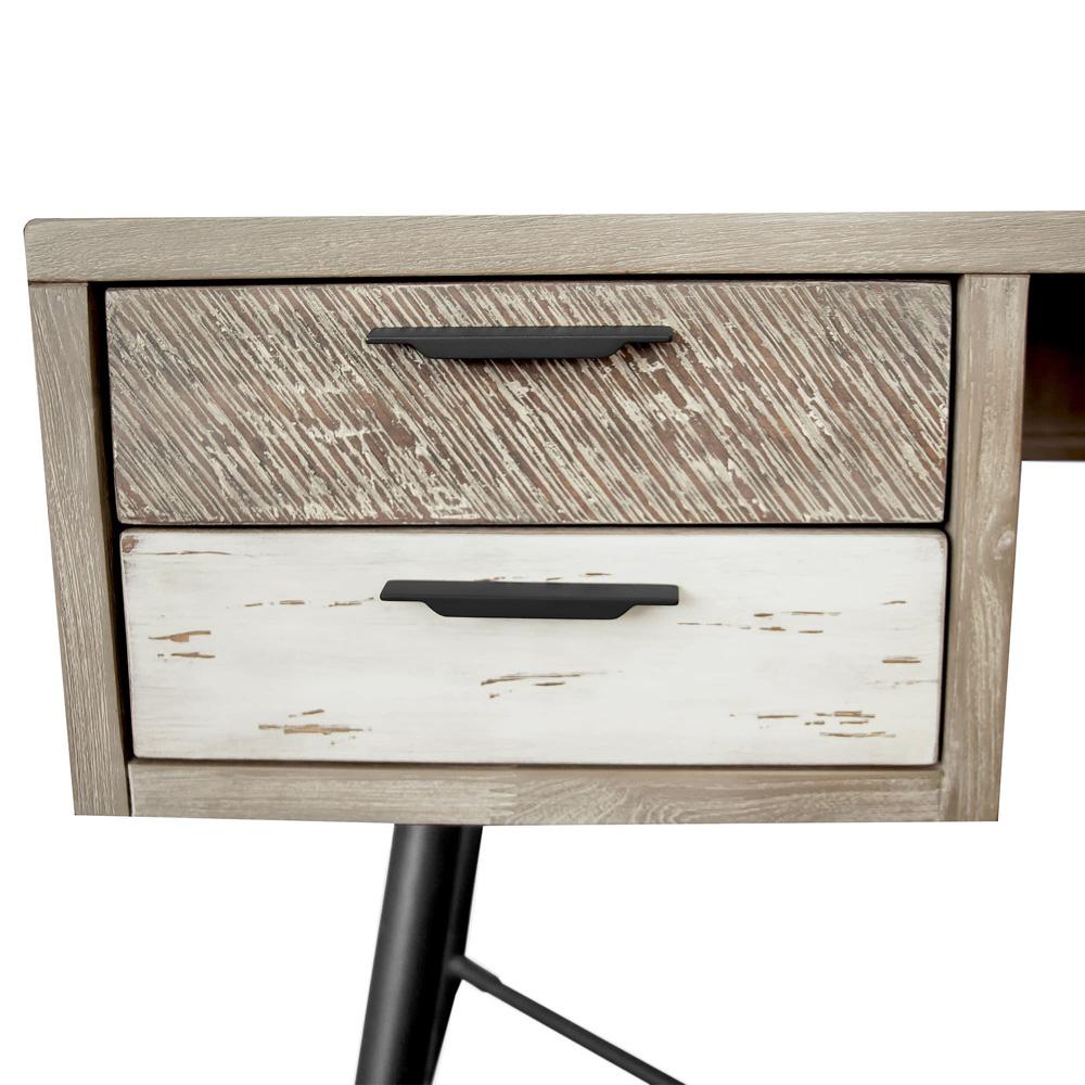 Armen Living - Bridges 4 Drawer Desk in Two Tone Acacia Wood - LCBRDEGR veiw 3