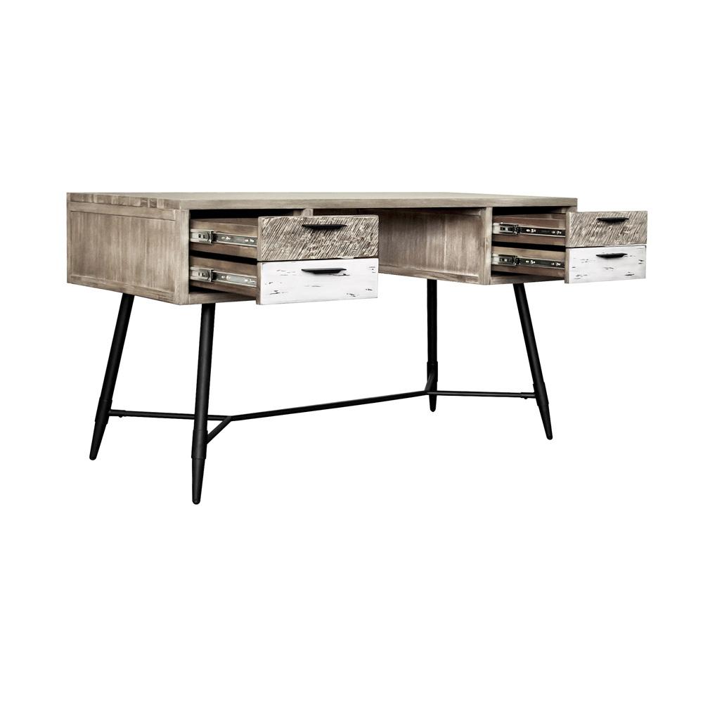Armen Living - Bridges 4 Drawer Desk in Two Tone Acacia Wood - LCBRDEGR veiw 5
