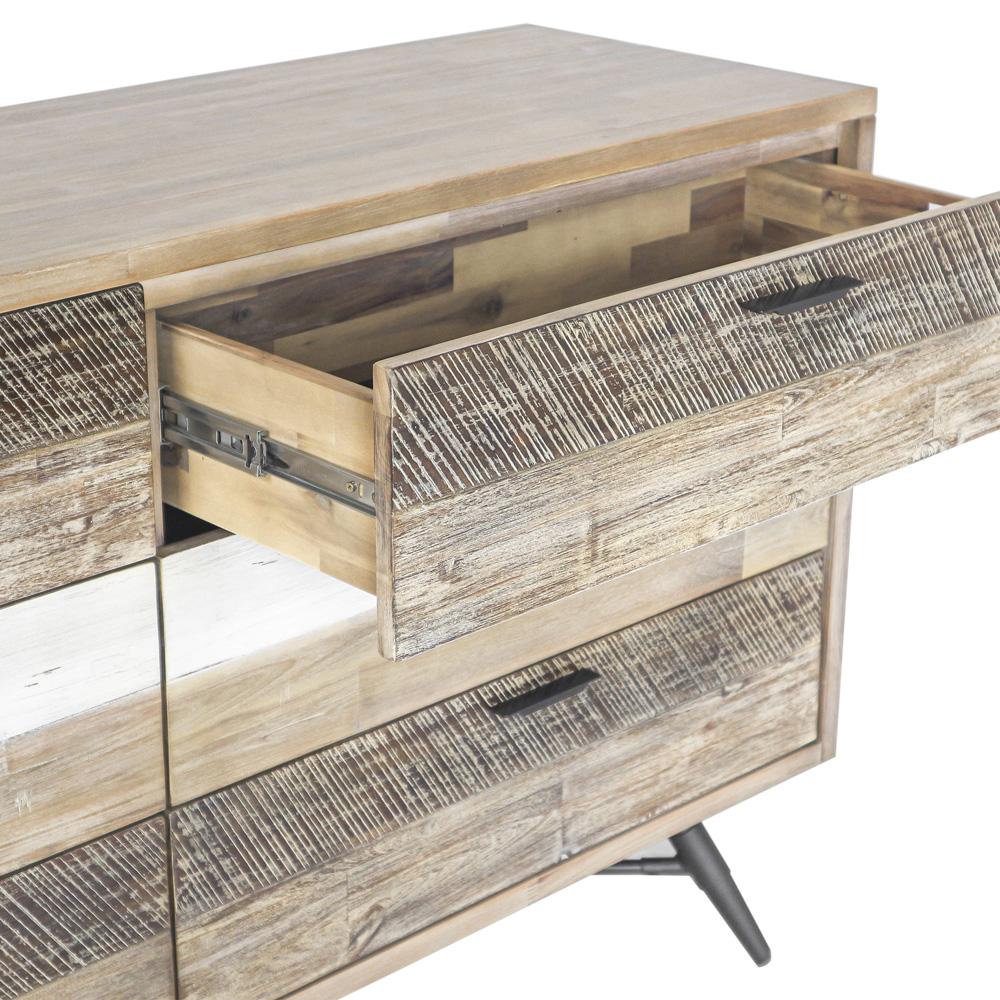 Armen Living - Bridges 4 Piece King Bedroom Set in Two-Tone Acacia Wood - SETBRBDKG4A veiw 9