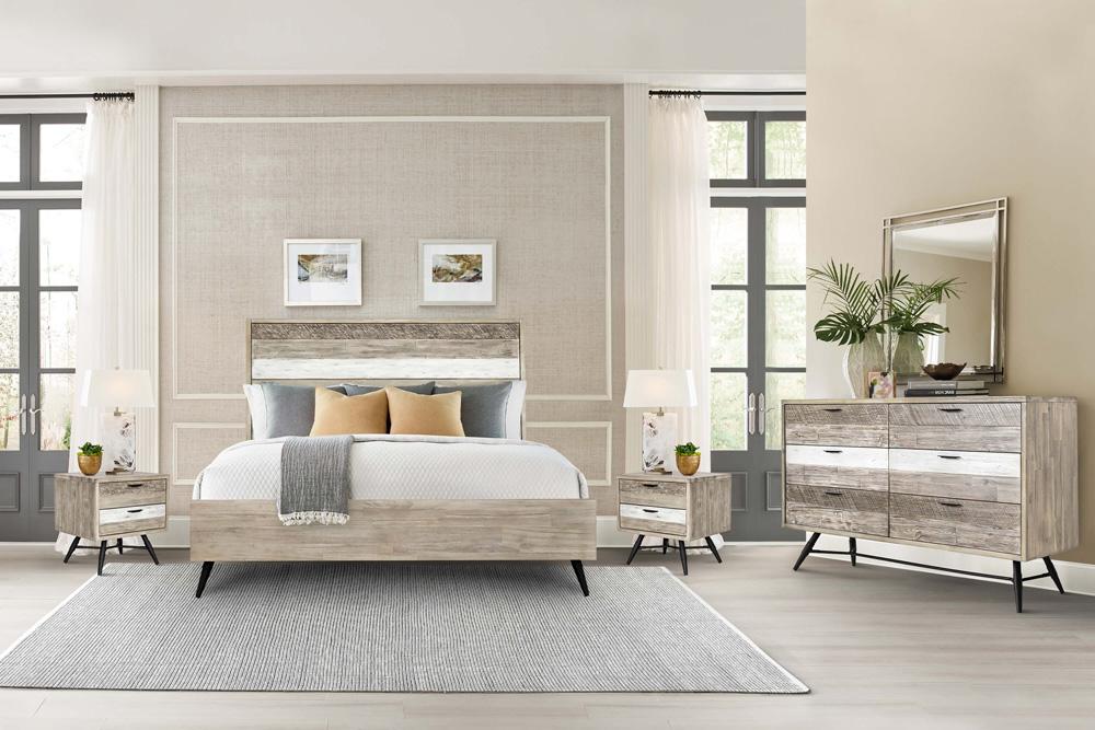 Armen Living Bridges 4 Piece King Bedroom Set in Two-Tone Acacia Wood - Thumbnail 2