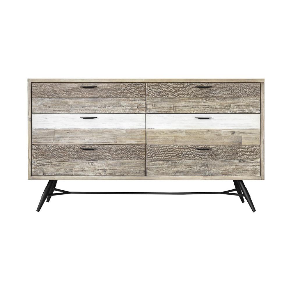 Armen Living - Bridges 6 Drawer Dresser in Two Tone Acacia Wood - LCBRDRGR veiw 1