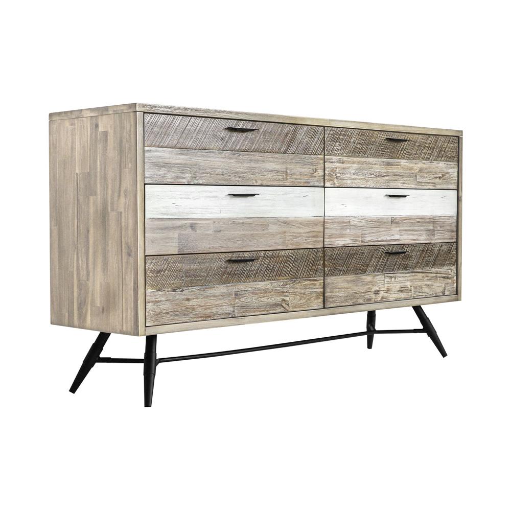 Armen Living - Bridges 6 Drawer Dresser in Two Tone Acacia Wood - LCBRDRGR veiw 2