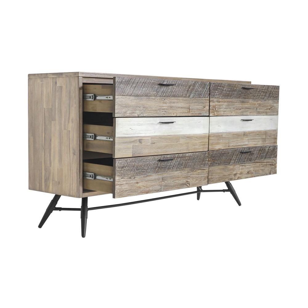 Armen Living - Bridges 6 Drawer Dresser in Two Tone Acacia Wood - LCBRDRGR veiw 3