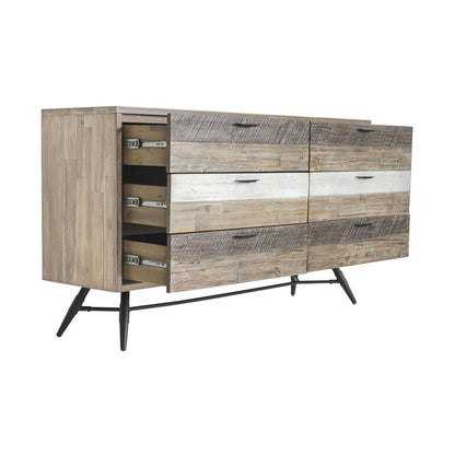 Armen Living - Bridges 6 Drawer Dresser in Two Tone Acacia Wood - LCBRDRGR veiw 3