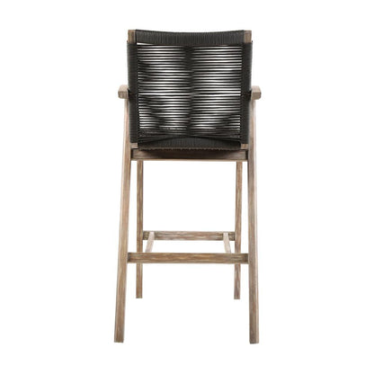 Armen Living - Brielle Outdoor Light Eucalyptus Wood and Charcoal Rope Bar Height Stool - LCBLBACH30 veiw 5