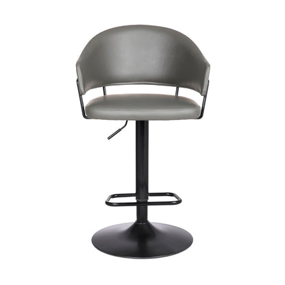 Armen Living - Brody Adjustable Height Swivel Grey Faux Leather and Black Wood and Metal Base Bar Stool - LCBOBABLGR veiw 2