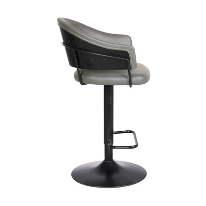 Armen Living - Brody Adjustable Height Swivel Grey Faux Leather and Black Wood and Metal Base Bar Stool - LCBOBABLGR veiw 3