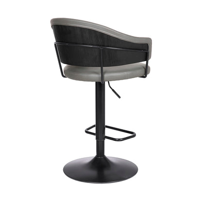 Armen Living - Brody Adjustable Height Swivel Grey Faux Leather and Black Wood and Metal Base Bar Stool - LCBOBABLGR veiw 4