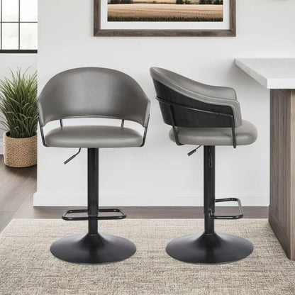 Armen Living - Brody Adjustable Height Swivel Grey Faux Leather and Black Wood and Metal Base Bar Stool - LCBOBABLGR view 8