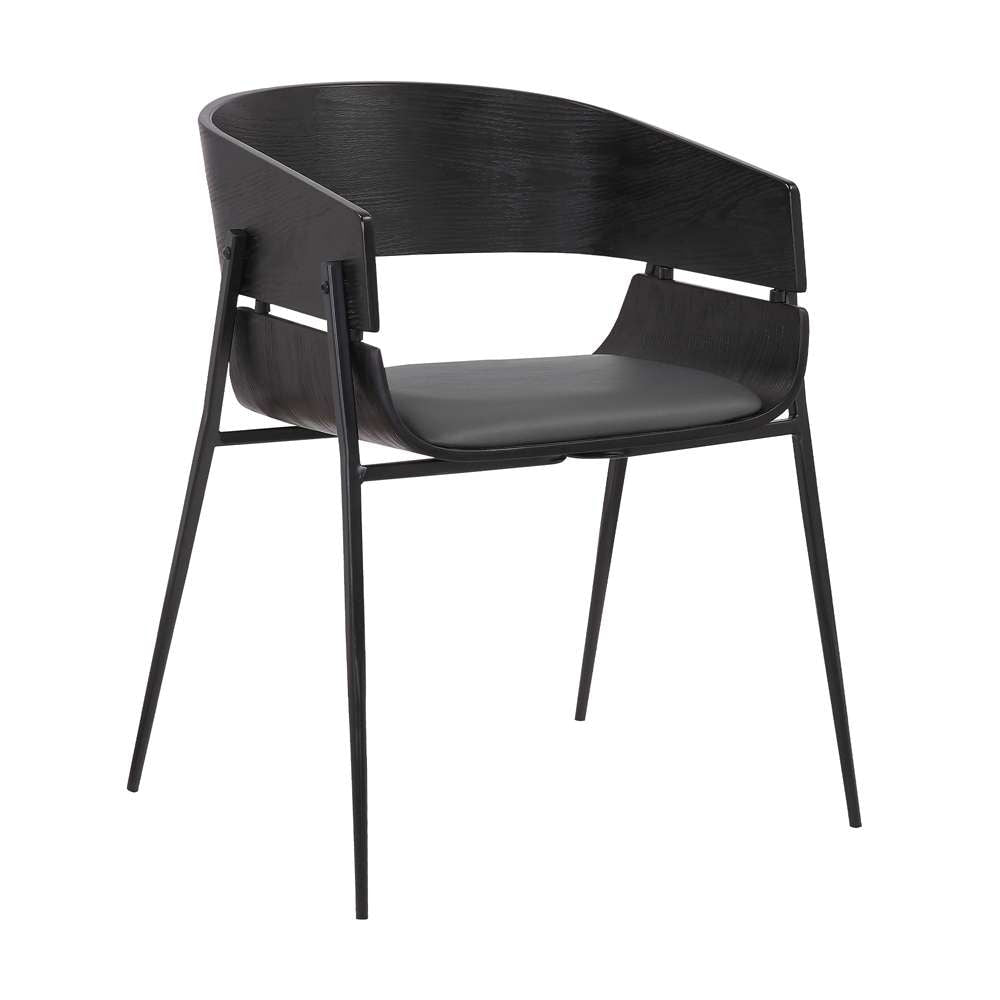 Armen Living - Bronte Wood and Metal Contemporary Dining Room Chairs (Set of 2) - LCBRSIBLGR veiw 2
