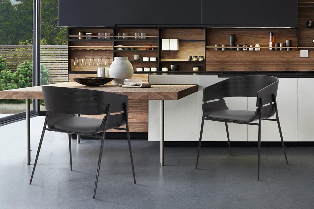Armen Living - Bronte Wood and Metal Contemporary Dining Room Chairs (Set of 2) - LCBRSIBLGR veiw 6