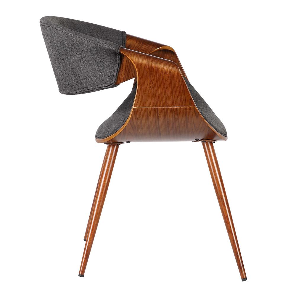 Armen Living  - Butterfly Mid-Century Dining Chair in Walnut Finish and Charcoal Fabric - LCBUCHWACH veiw 3