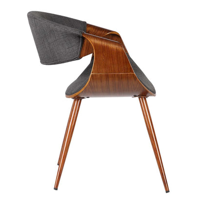 Armen Living  - Butterfly Mid-Century Dining Chair in Walnut Finish and Charcoal Fabric - LCBUCHWACH veiw 3