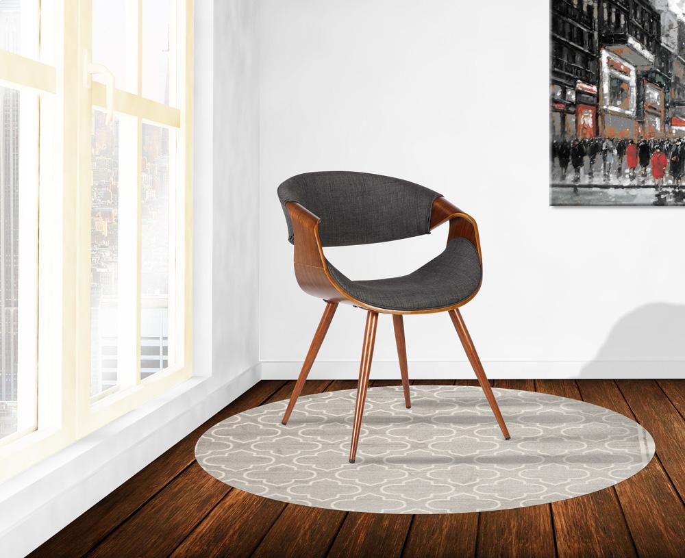 Armen Living  - Butterfly Mid-Century Dining Chair in Walnut Finish and Charcoal Fabric - LCBUCHWACH veiw 7