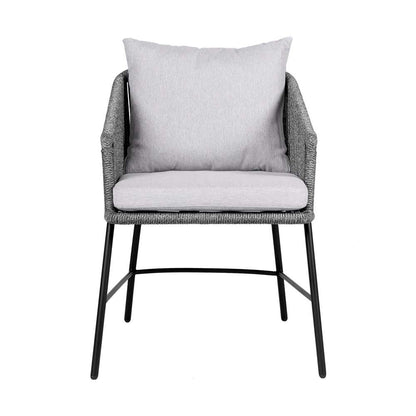 Armen Living - Calica Outdoor Patio Dining Chair in Black Metal and Grey Rope - 840254332294 veiw 2