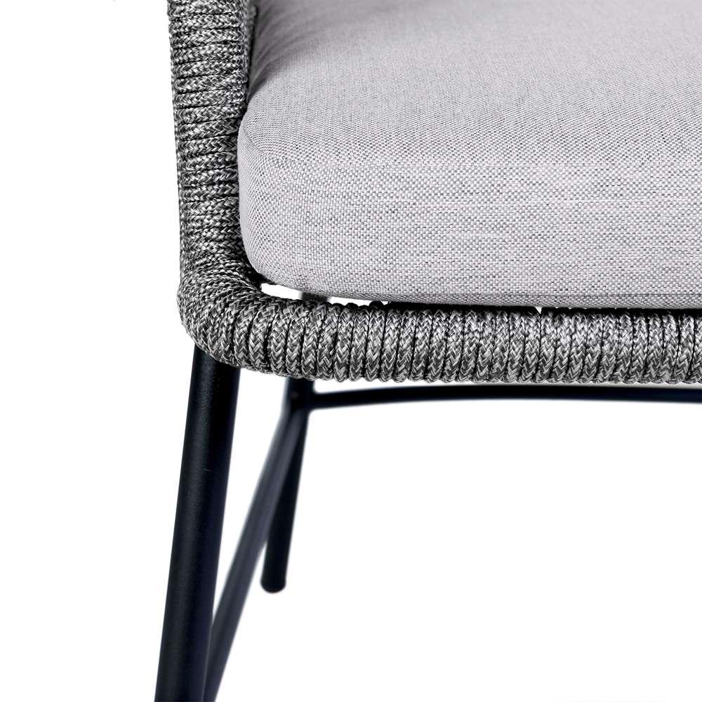 Armen Living - Calica Outdoor Patio Dining Chair in Black Metal and Grey Rope - 840254332294 veiw 7