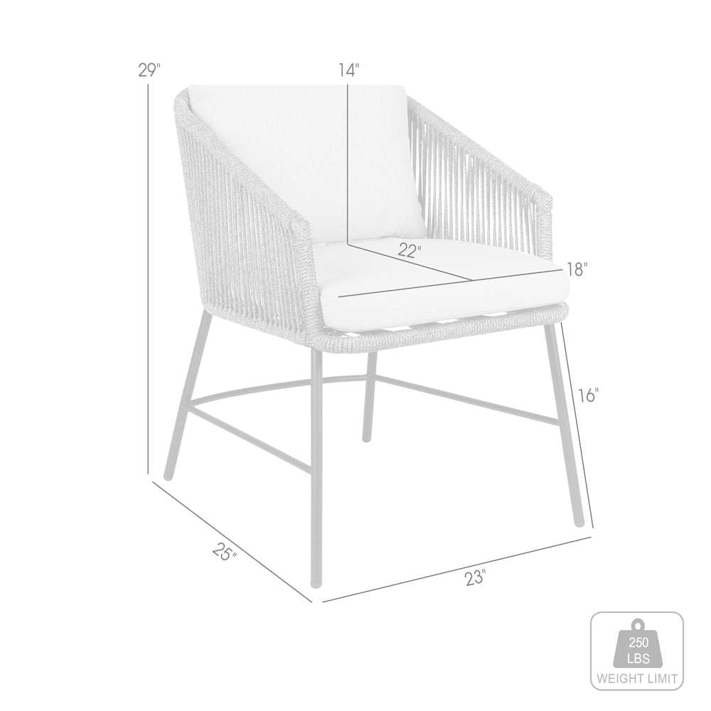 Armen Living - Calica Outdoor Patio Dining Chair in Black Metal and Grey Rope - 840254332294 veiw 8