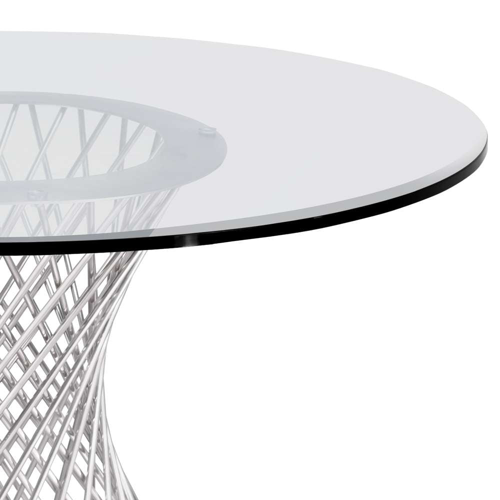 Armen Living - Calypso Contemporary Dining Table in Brushed Stainless Steel with Clear Tempered Glass Top - LCCPDIBABS veiw 2