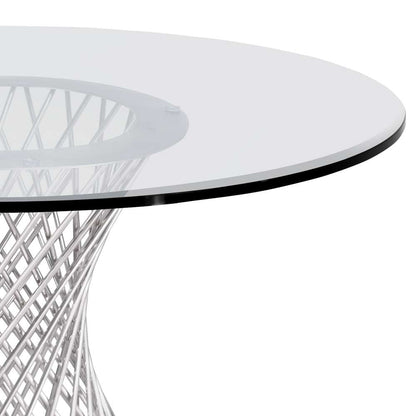 Armen Living - Calypso Contemporary Dining Table in Brushed Stainless Steel with Clear Tempered Glass Top - LCCPDIBABS veiw 2