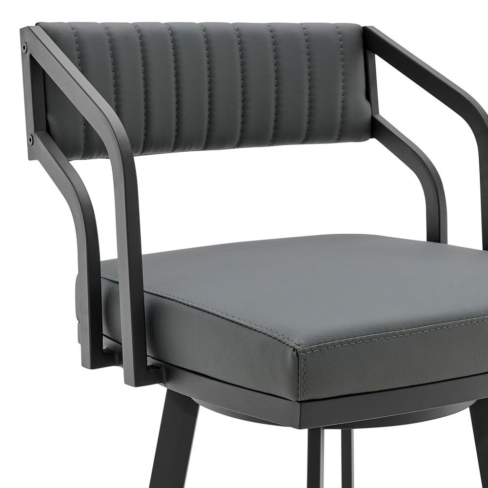 Armen Living - Capri 26in Swivel Modern Black Metal and Slate Gray Faux Leather Bar and Counter Stool - LCCPBABLSG26 veiw 4