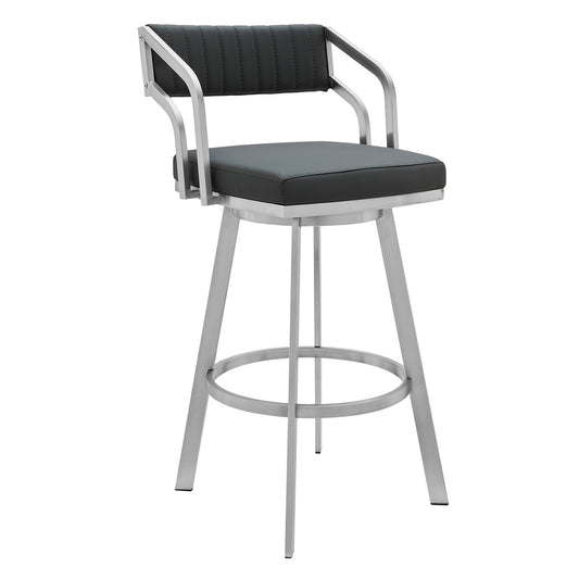 Armen Living - Capri 30in Swivel Modern Metal and Slate Gray Faux Leather Bar and Counter Stool - LCCPBABSSG30 - CLOSEOUT veiw 1