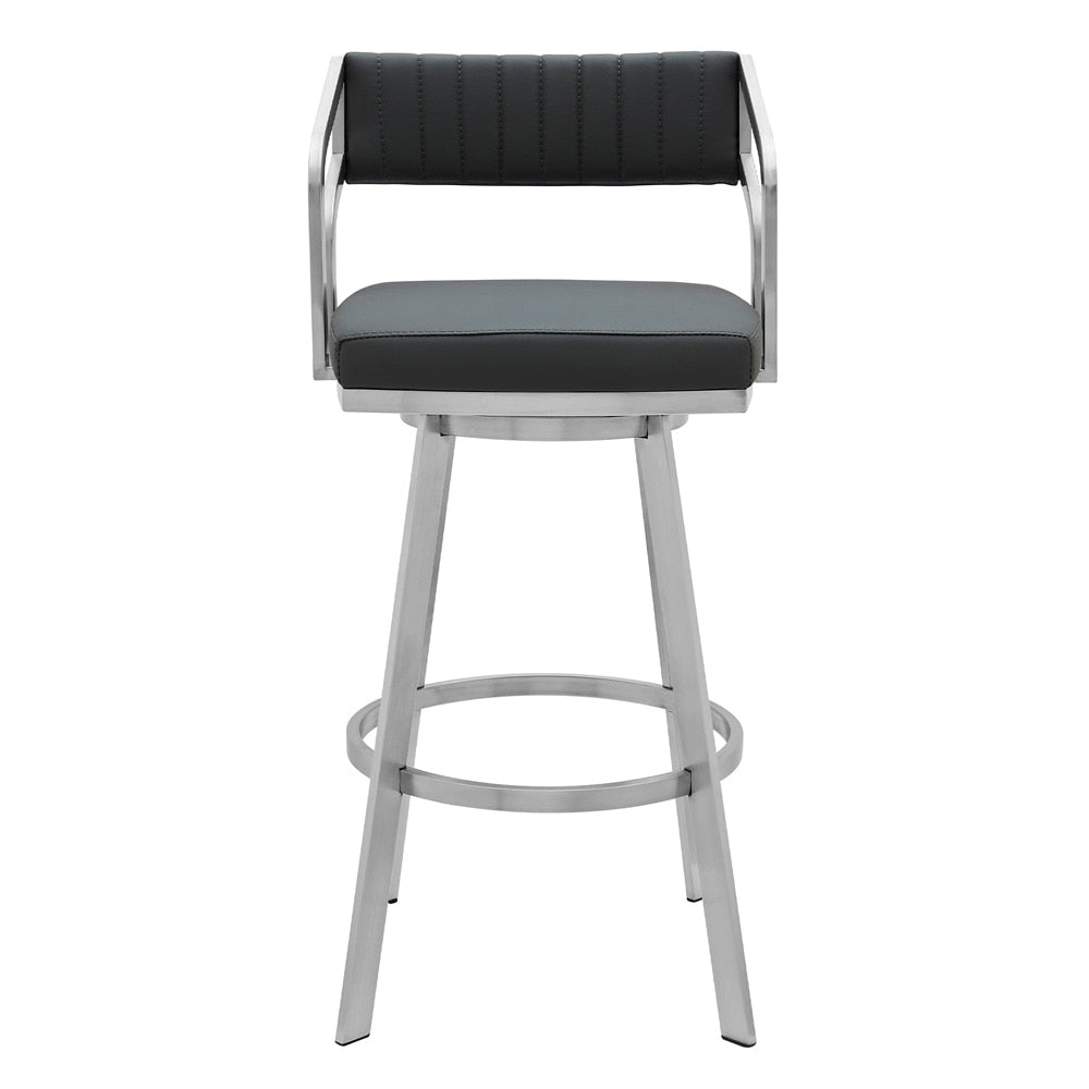 Armen Living - Capri 30in Swivel Modern Metal and Slate Gray Faux Leather Bar and Counter Stool - LCCPBABSSG30 - CLOSEOUT veiw 2