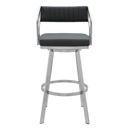 Armen Living - Capri 30in Swivel Modern Metal and Slate Gray Faux Leather Bar and Counter Stool - LCCPBABSSG30 - CLOSEOUT veiw 2
