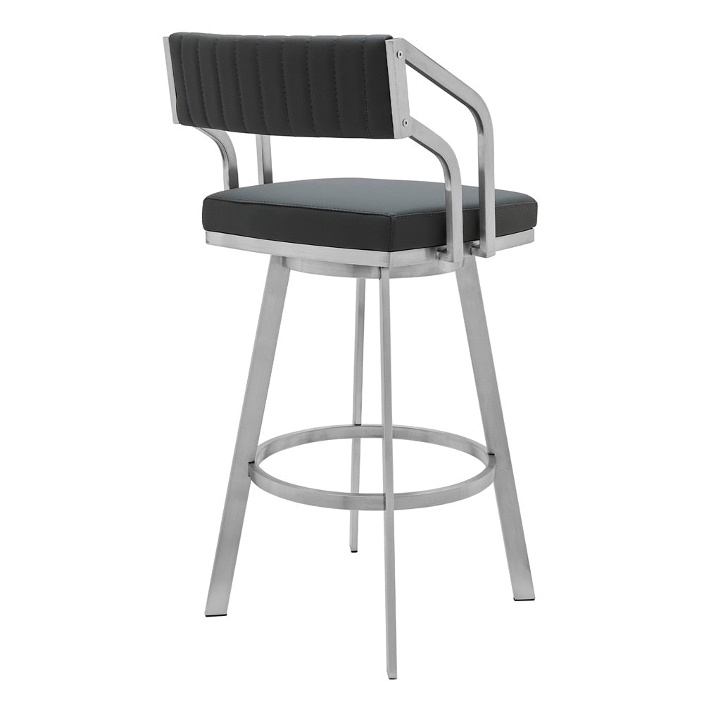 Armen Living - Capri 30in Swivel Modern Metal and Slate Gray Faux Leather Bar and Counter Stool - LCCPBABSSG30 - CLOSEOUT veiw 3