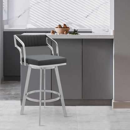 Armen Living - Capri 30in Swivel Modern Metal and Slate Gray Faux Leather Bar and Counter Stool - LCCPBABSSG30 - CLOSEOUT veiw 7
