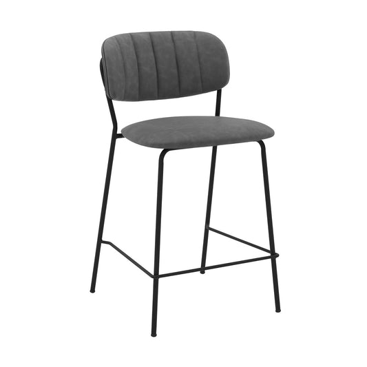 Armen Living - Carlo 26in Gray Faux Leather and Black Metal Counter Height Bar Stool - LCCOBABLGR26_CLOSEOUT veiw 1
