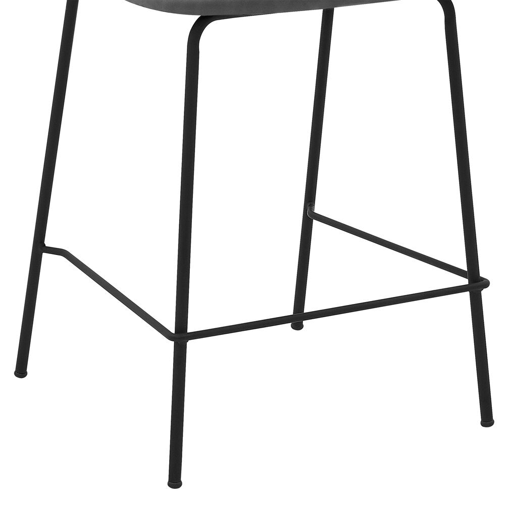 Armen Living - Carlo 26in Gray Faux Leather and Black Metal Counter Height Bar Stool - LCCOBABLGR26_CLOSEOUT veiw 6