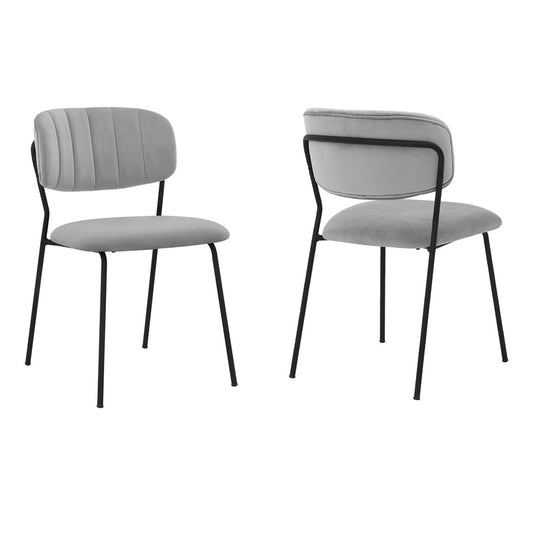 Armen Living - Carlo Gray Velvet and Metal Dining Room Chairs (Set of 2) - LCCOSIBLGR veiw 1