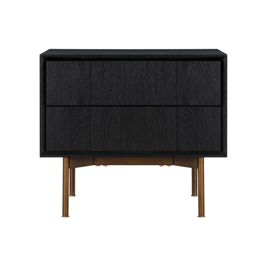 Armen Living - Carnaby 2 Drawer Nightstand in Black Brushed Oak and Bronze - LCCFLABL veiw 1