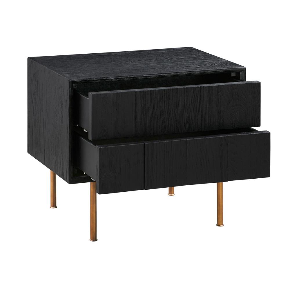 Armen Living - Carnaby 2 Drawer Nightstand in Black Brushed Oak and Bronze - LCCFLABL veiw 3
